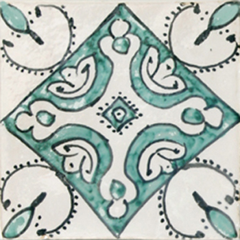 Mosaic House Moroccan tile Rivoli Green L 1-12 White Light Green  hand painted handpainted 